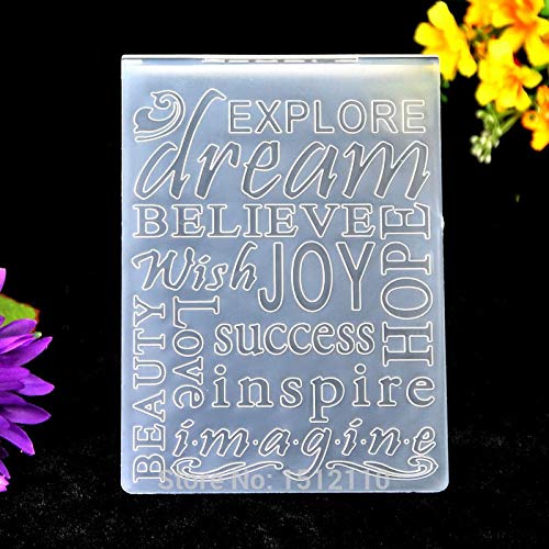 Explore Dream Believe Wish Joy Plastic Embossing Folder for Scrapbook DIY Album Card Tool Plastic Template 10.5x14.5cm KW682457 LDCRE - Thumbnail 3