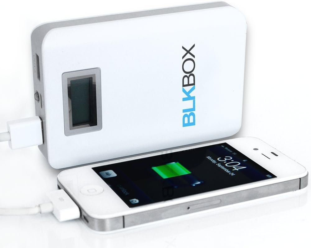 BLKBOX Battery Pack External USB PowerBank Portable Power Bank w/Built-in LED Flashlight for iPhones, iPads, Samsung, Nexus, Droid, LG, Phones, GPS, Tablets and More (White, 4400mAh (2X Charge))