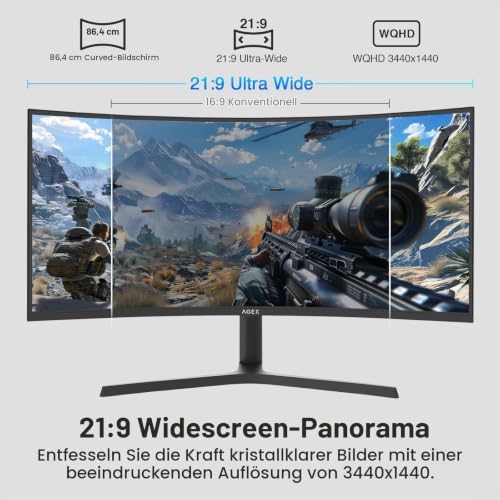 Z-Edge AGEX 34 Zoll 240Hz Curved Gaming Monitor 3440x1440 VA DP1.4 HDMI2.1