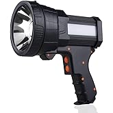 YIERBLUE Rechargeable Spotlight, Super Bright 100,000 High Lumen LED Handheld Spotlight Long Lasting Large Flashlight Searchlight and Flood Camping Flashlight with Foldable Tripod Black