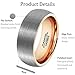 MNH Tungsten Ring for Men Rose Gold Plated 8mm Wedding Engagement Band Brushed Matte Finish