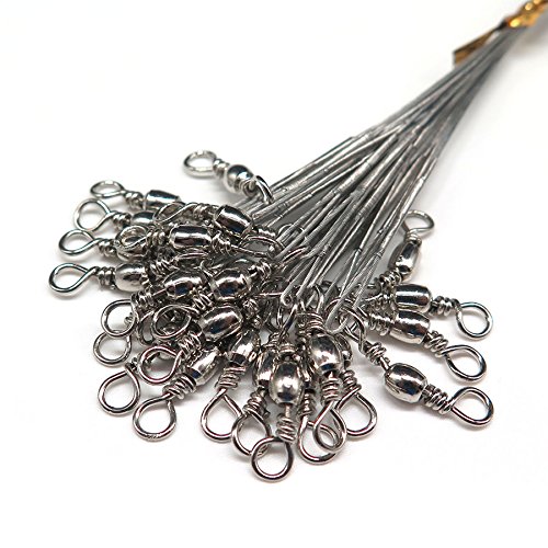 Jammas 24PCS/lot Fishing Lure Trace Wire Leader line Swivel Tackle Spinner Shark Spinning with 15CM, 23CM, 30CM - (Color: 15cm Silver) - Thumbnail 6