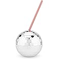 Blush Silver Disco Ball Cup with Lid and Straw, 16 Ounce Cocktail Cup, Set of 1, Party Supplies