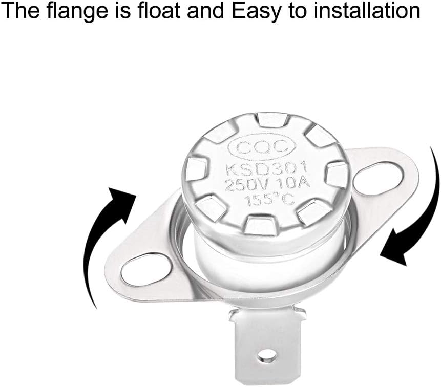 sourcing map KSD301 Thermostat 155°C/311°F 10A Normally Closed N.C Adjust Snap Disc Temperature Switch for Microwaves,Oven,Coffee Maker 2pcs,Ceramic Material - Image 3
