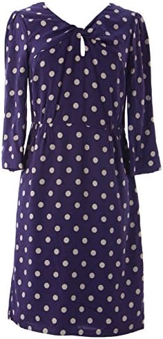 BODEN Women's Polka Dot Dress US Sz 4R Eggplant/White