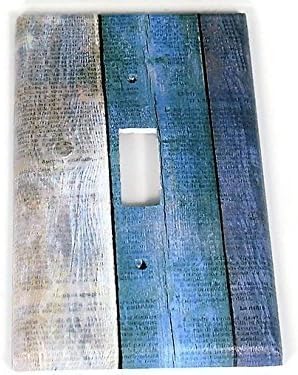 Single Toggle Lightswitch Plate Faux Blue Barnwood (282S)