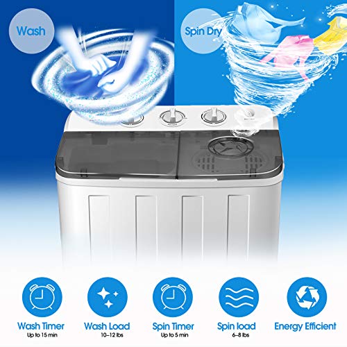 COSVALVE Portable Washing Machine 17lbs Compact Twin Tub Washer and