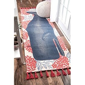 nuLOOM Thomas Paul Printed Flatweave Cotton Fabled Whale Runner Rug, 2' 8" x 8', Multi 51ZyGuAPYTL. SS280