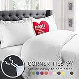 Nestl Bedding Duvet Cover Comforter Protector, 100% Microfiber, 3 Piece Set Includes 2 Pillow Shams, Queen Size, White