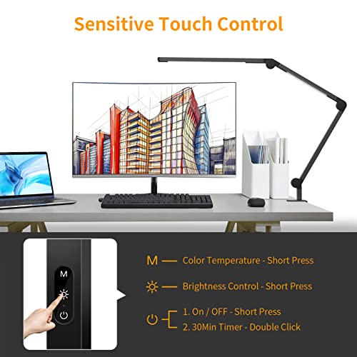 EppieBasic Led Desk Lamp with Clamp, Dual Light Swing Arm Architect