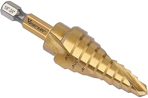 Vearter HSS Spiral Groove Double Flute Step Drill Bits, 1/4'' - 3/4'' Bits 9 Steps M2 Material Unibit Hex Shank for Drilling 