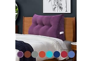 WOWMAX Triangular Reading Pillow Large Bolster Headboard Backrest Positioning Support College Dorm Headboard Pillow Twin Bed Wedge Pillow for headboard, Purple Corduroy