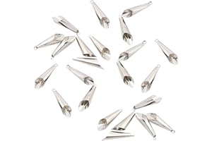 ccHuDE 200 Pcs Long Flower Bead Caps & Spacers - Metal Cone & Pendant Caps for Earring & Necklace - Silver