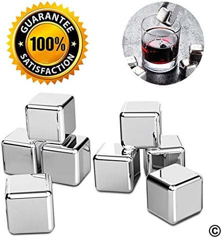 Whiskey Stones,Set of 8 Reusable Stainless Steel Ice Cubes for Wine Gifts,Chilling Rocks