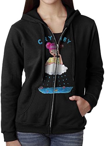 SoSoily Hoodie Sweatshirt Women's Baby Cry Long Sleeve Zip-up Hooded Sweatshirt Jacket Black