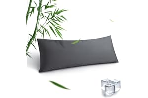 PARKDENY Body Pillowcase, Cooling Viscose from Bamboo Pillow Cover with Zipper Closure, Soft Moisture-Wicking for Hot Sleepers, Hair and Skin-Friendly, Gray, 1 Pack