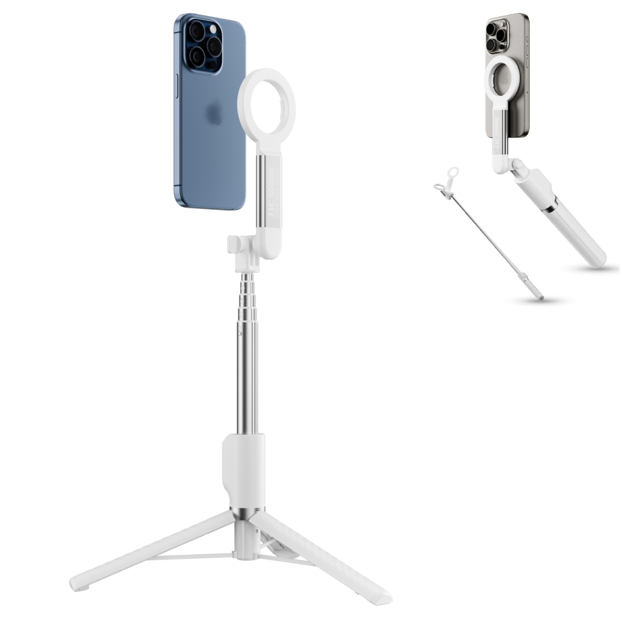 40.9" Magnetic Selfie Stick Tripod, Cell Phone Tripod Stand with Rechargeable Remote & Phone Tripod Mount with 2 Cold Shoe,Portable Phone Holder for Travel Selfies Live Streaming Video Recording