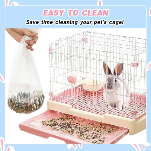 SUSOO 50 Pcs Universal Disposable Pet Cage Liners-122cm Elastic PE Tray Covers for Small & Large Cages Base Litter, Leakproof Plastic Film for Birds,Parrot, Rabbits,Hamster and Animal Cage Accessories