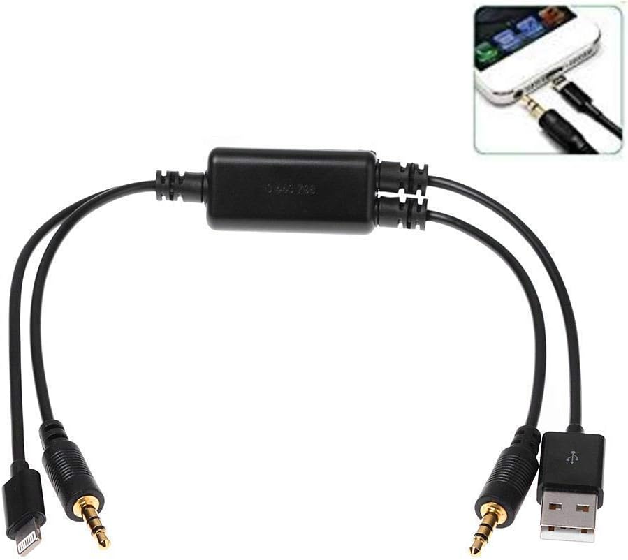 HAIN Car Auxillary Adapter, Y Cable USB Charging Cord to AUX Cable with 3.5 MM Audio to iDrive Stereo, Compatible for iPXs Xs Max XR and Samsung Android Phone for BMW
