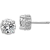 925 Sterling Silver Post 8mm Cubic Zirconia Stud Earrings 8x8mm Wide Stud Earring for Women