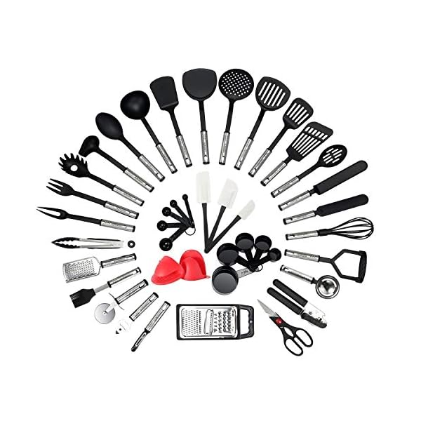 NEXGADGET-Premium-42-Piece-Kitchen-Utensils-Cookware-Set-with-Stainless-Steel-and-Nylon-Cooking-Tools-Including-Spoon-Turners-Tongs-Whisk-Can-Opener-Peeler-Scraper-Measuring-Jug-and-Spoon NEXGADGET Premium 42 Piece Kitchen Utensils Cookware Set with Stainless Steel and Nylon Cooking Tools Including Spoon…