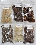 Resin Incense Sampler Set of 6: Frankincense - Myrrh - Opoponax - Benzoin - Copal - Dragons Blood by Rainbowrecords239