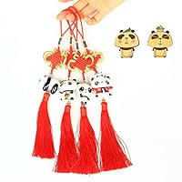 ETIUC Handmade 4PCS Set Chinese Knot Tassel Home Hanging Ornament Panda Tourist Souvenir Car Decor Pendant Chinese New Year Gift Spring Festival