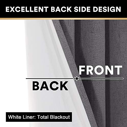 100 Blackout Linen Look Patio Door Curtain 96 Inches Long Extra Wide