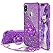OCYCLONE iPhone X case, Cute for Girls Glitter Bling Diamond Rhinestone Bumper with Ring Kickstand Sparkly Protective Phone Case for iPhone X for Women Girl - Purple