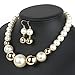 KOSMOS-LI Faux Big Ivory Pearl Choker Necklace with Earrings Set
