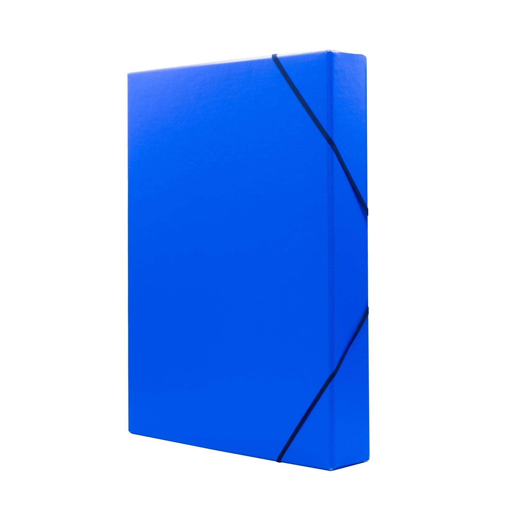 Raylu Paper Project Folder Matt A4 with 5 cm Spine Width, Sturdy Cardboard Folder and Closure with Elastic Bands for School Projects or Office, File Folder Size 34 x 24 cm (Blue)