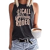 Retro Western Cowboy Rodeo Tank Tops for Women Vintage Country Tank Shirt Summer Sleeveless Casual Cowgirl Tank Tee