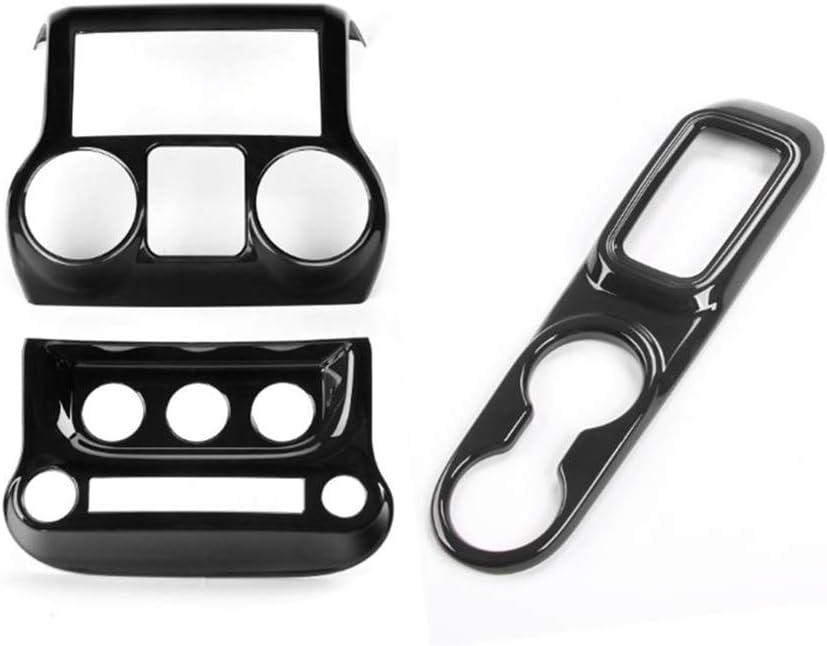 Super11Six Car Interior Carbon Fiber Sticker Fit for Jeep Wrangler JK 2011-2017, ABS Center Control Panel Air Conditioning Switch Gear Shift Panel Water Cup Holder Decoration