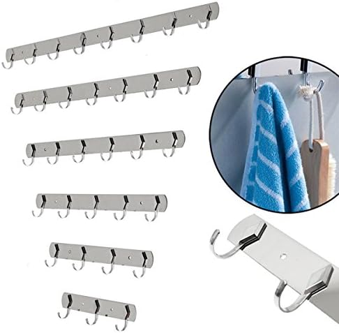 3/4/5/6/8 Hooks Stainless Steel Hanger Hook Wall Door Kitchen Bathroom Clothes Hanger Mount Rack (Random: Size)