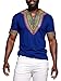 Makkrom Mens African Dashiki T Shirt Tribal Floral Print V Neck Slim Fit Shirts Tops