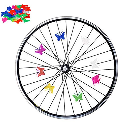 Kasmena 102pcs Assorted Colors Bike Bicycle Wheel Spokes Bead Plastic Clip Spoke Bead Derections,Butterfly Fish
