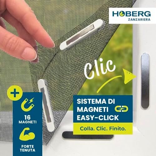 Zanzariera con innovativo fissaggio magnetico | Zanzariera tagliabile individualmente fino a 150 x 130 cm, senza forare o avvitare | fissaggio della zanzariera con 16 magneti [nero]