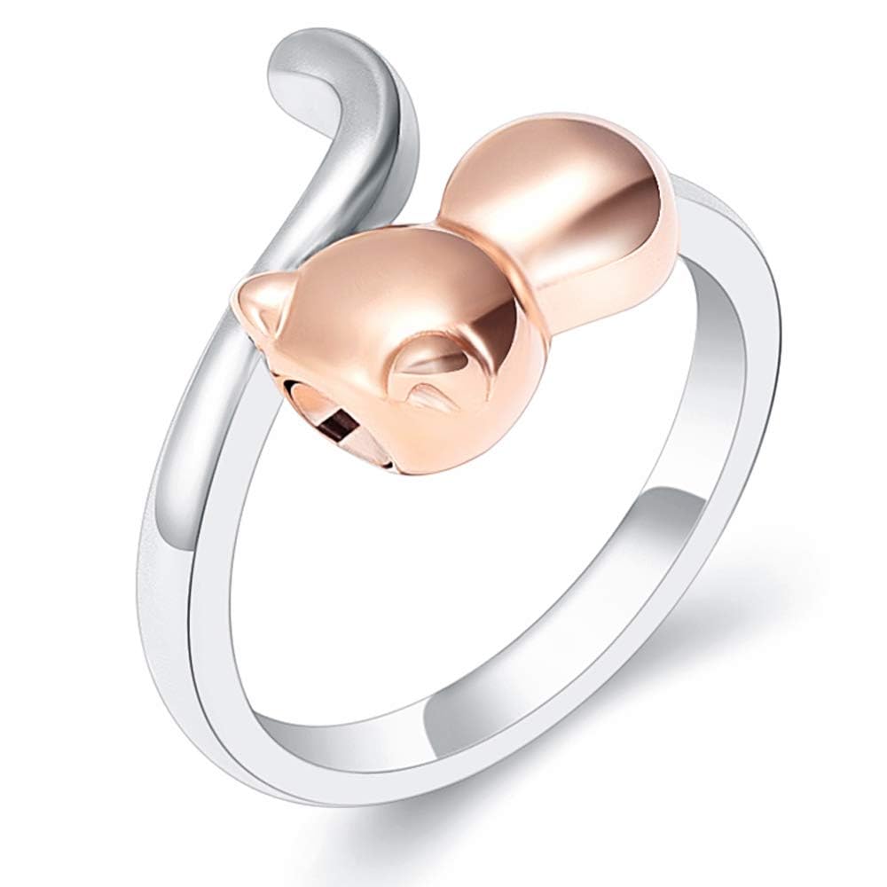 QGJNSGC Cat Cremation Ring Jewelry for Pet Ashes Urn Ring for Ashes Pets Love Cat for Keepsake Memorial Locket Holder for Women