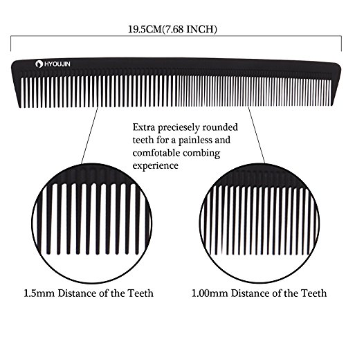 HYOUJIN 603 Classic Precision Cutting Comb, 7.5 Inch(19.5cm), 100% Anti static 230℃(450°) Heat Resistant, best for precise cut & dressing styling comb