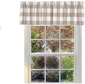 Amazon Com Appleberry Attic Beige Buffalo Plaid Valance Beige