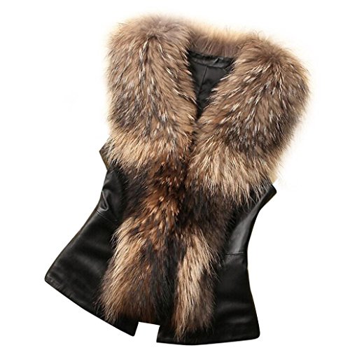 image for Napoo Clearance! Women Faux Fur Collar Vest Back Bowknot Jacket Sleeve