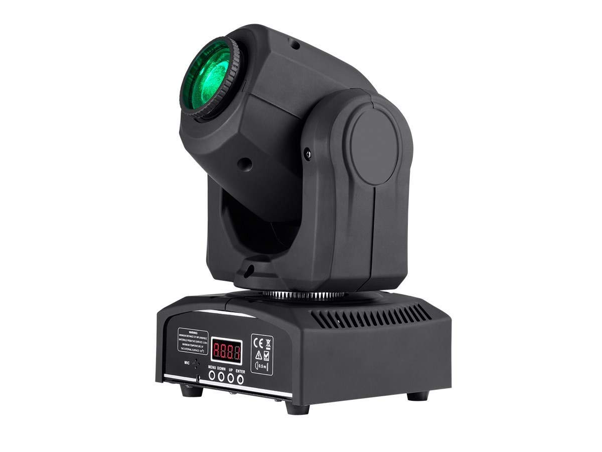 Photo 1 of **** NO POWER CORD ****** Monoprice LED Spot Moving Head Stage Light - 7 Colors and Gobos Patterns, 30-Watt, 9-Channel and 12-Channel DMX Control Modes - Stage Right Series