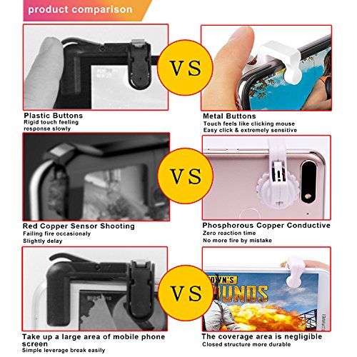 Mobile Game Controller for Fortnite/PUBG/Knives Out/Rules of Survival Button Touch Sensitive Shoot and Aim Triggers Accessories Joystick and Mobile Gamepad for Android IOS Phones Upgraded Version