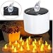 Solar Power LED Light, GLISTENY 6 PCs Amber Flickering Flameless Candles Nightlight Solar Powered Plastic Camping Energy Candle for Outdoor Camping Emergency