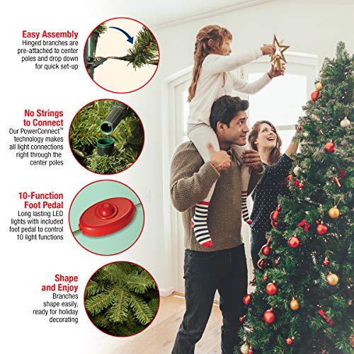 National Tree Company PreLit Artificial Full Christmas Tree, Green, Dunhill Fir, Dual Color LED