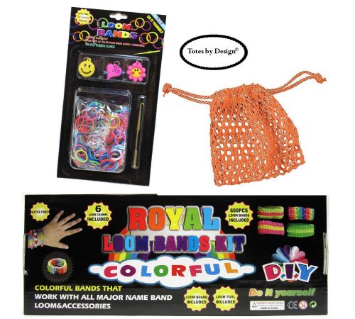 Complete Rainbow 900 Color Rubber Loom Bands Friendship Bracelet Making Kit with Extra Refill and Trendy Mesh Bag Bundle