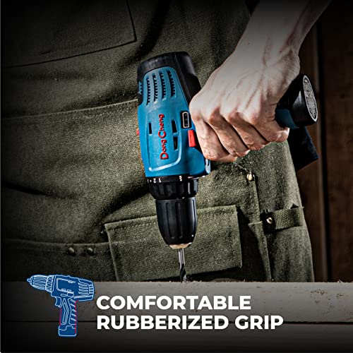 DongCheng 12V Max Akku-Bohrschrauber 30N.m,16+1,10m'm Schnellspannbohrfutter Bohrschrauber-Set (0-500/0-1500)mit 17-teiligem Handwerkzeugsatz für Heimwerkerprojekte,40 mins Schnellladegerät, DCJZ10-10