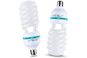 2Pcs 135W Light Bulb 5500K CFL Roas Daylight Spiral Softbox Lighting Kit Bulb in E27/E26 Socket for Photography Photo Box (85
