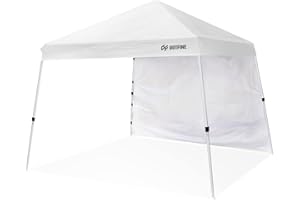 OUTFINE Canopy 10'X10' Slant Leg Pop Up Canopy, Outdoor Patio Portable Tent with Sidewall x1, Stakes x8, Ropes x4, 10x10 Base 8x8 Top