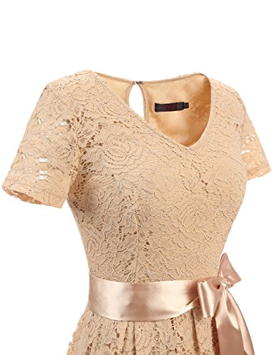 DRESSTELLS Vrouwen Korte Elegante Bloemen Kant Cocktail Party Bruiloft Bruidsmeisje Jurk - Image 7